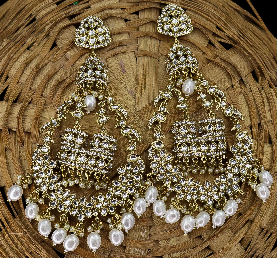 Jhoomar Long Kundan Chandbali - Image 16