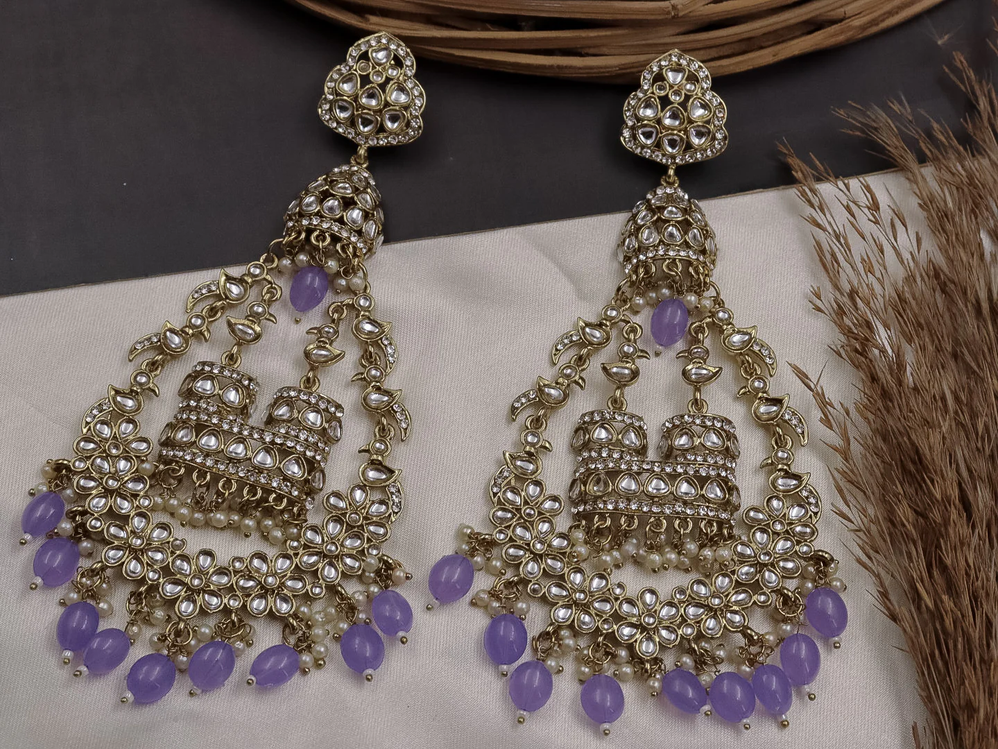Jhoomar Long Kundan Chandbali - Image 17