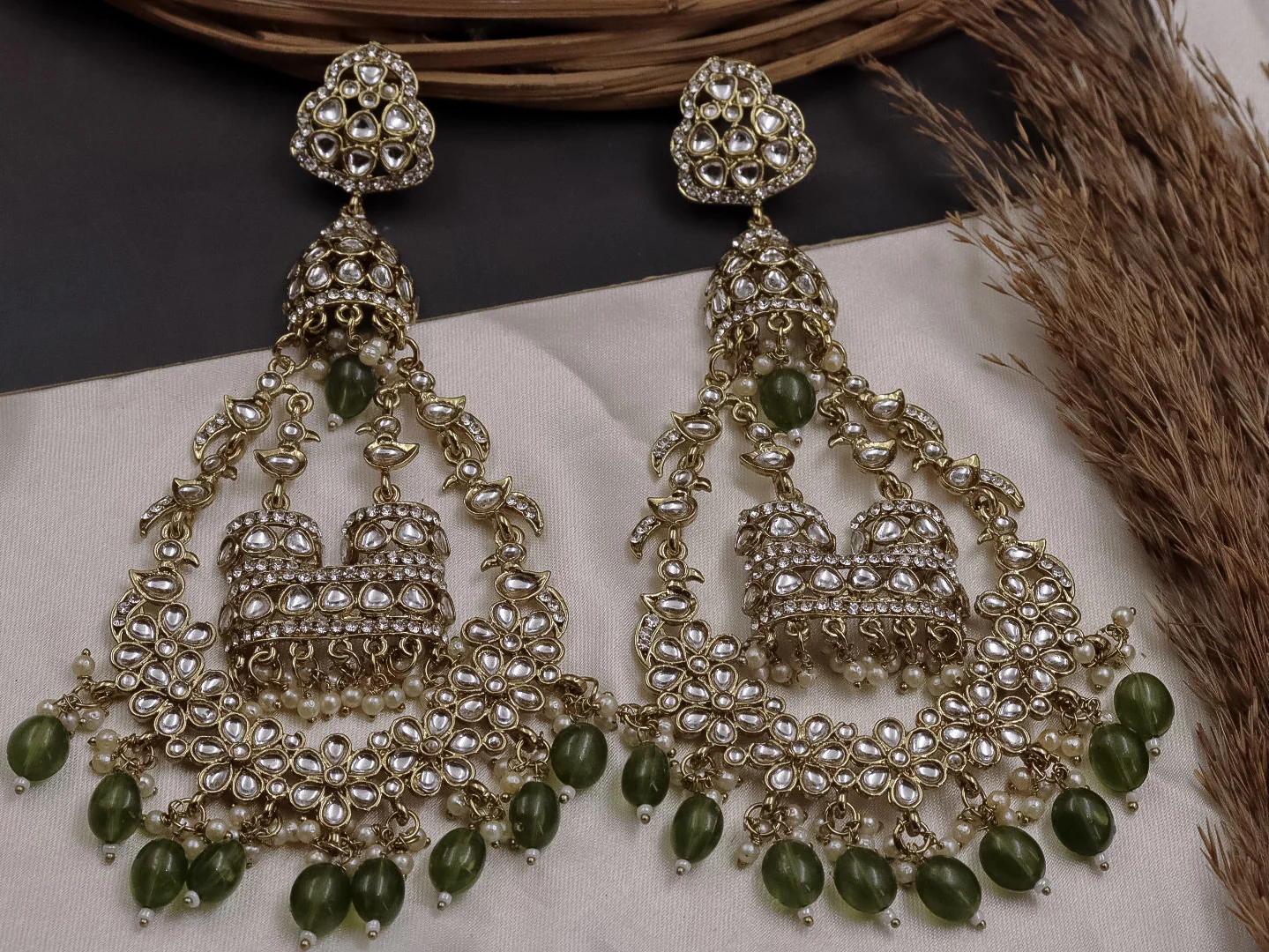 Jhoomar Long Kundan Chandbali - Image 18