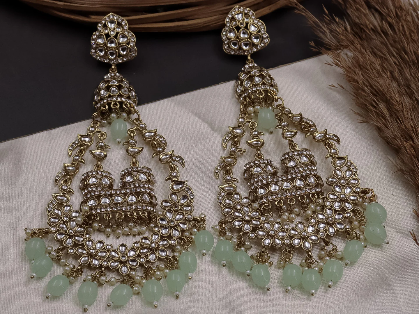 Jhoomar Long Kundan Chandbali - Image 19