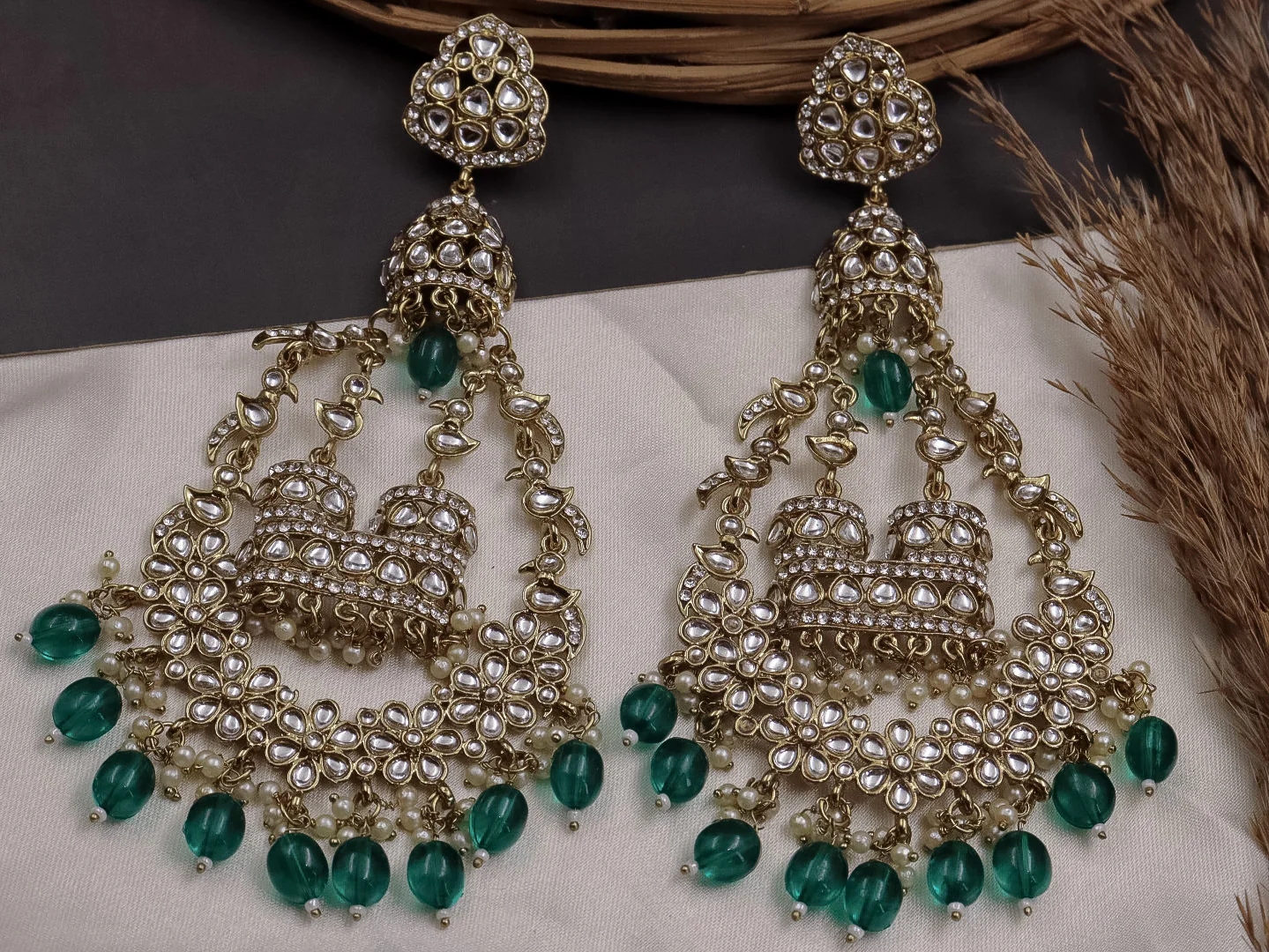 Jhoomar Long Kundan Chandbali - Image 21