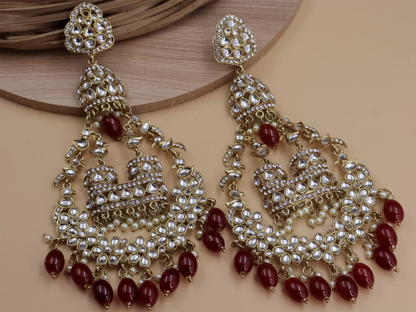 Jhoomar Long Kundan Chandbali - Image 6