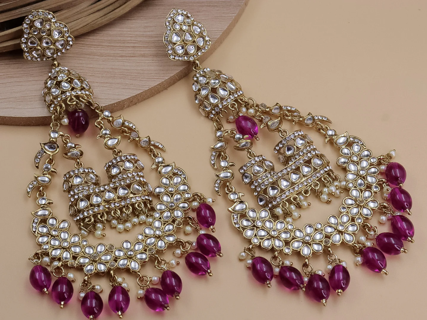 Jhoomar Long Kundan Chandbali - Image 7