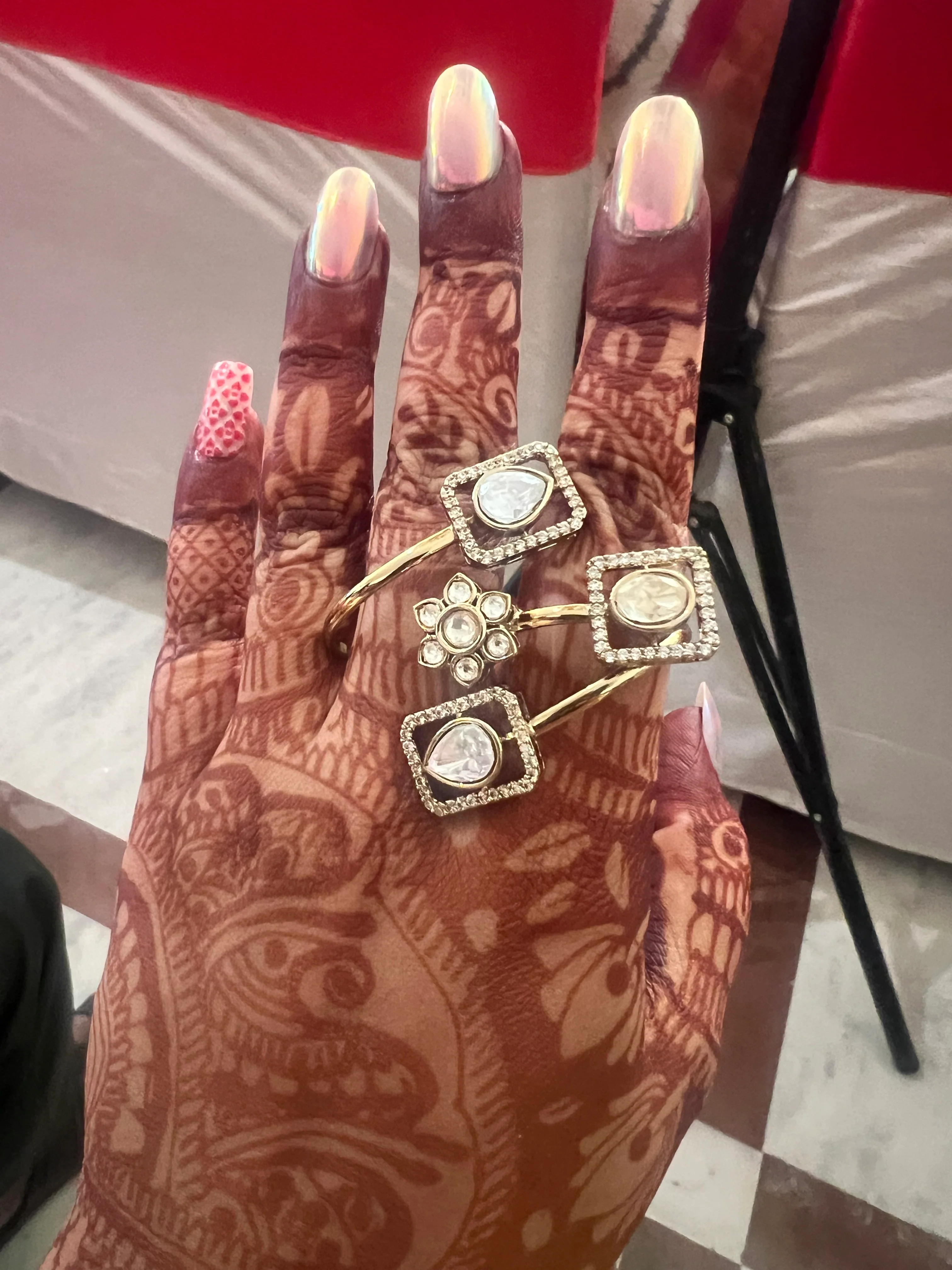 Moissianite Adjustable Double Finger Ring - Image 2
