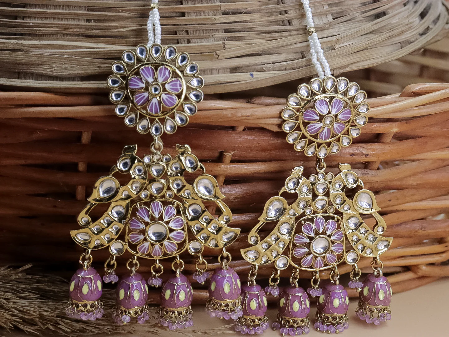 Nancy Meenakari 4 Jhumki Earrings With Kaanchain - Image 10