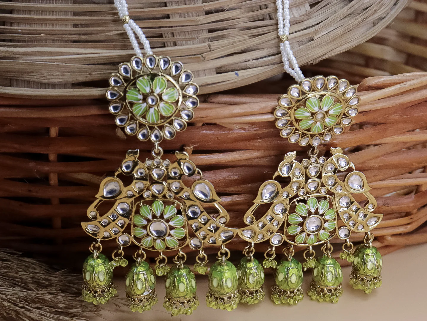 Nancy Meenakari 4 Jhumki Earrings With Kaanchain - Image 11