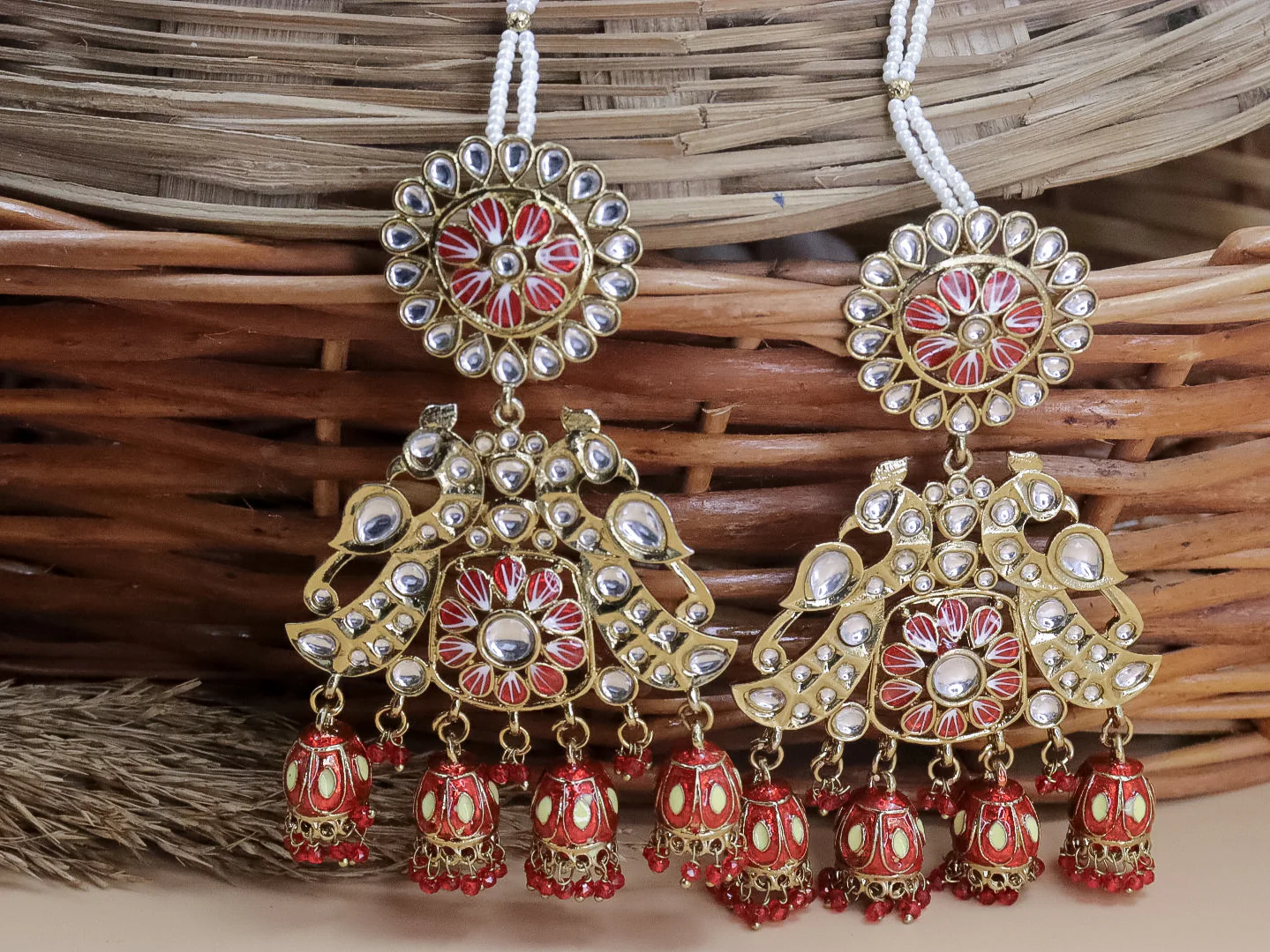 Nancy Meenakari 4 Jhumki Earrings With Kaanchain - Image 8
