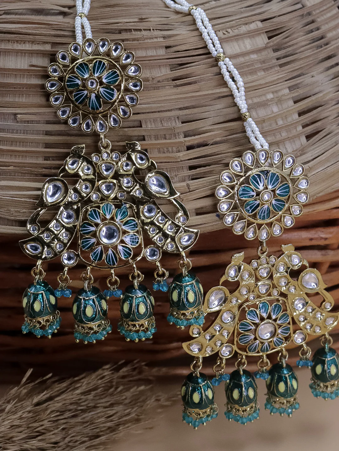 Nancy Meenakari 4 Jhumki Earrings With Kaanchain - Image 9