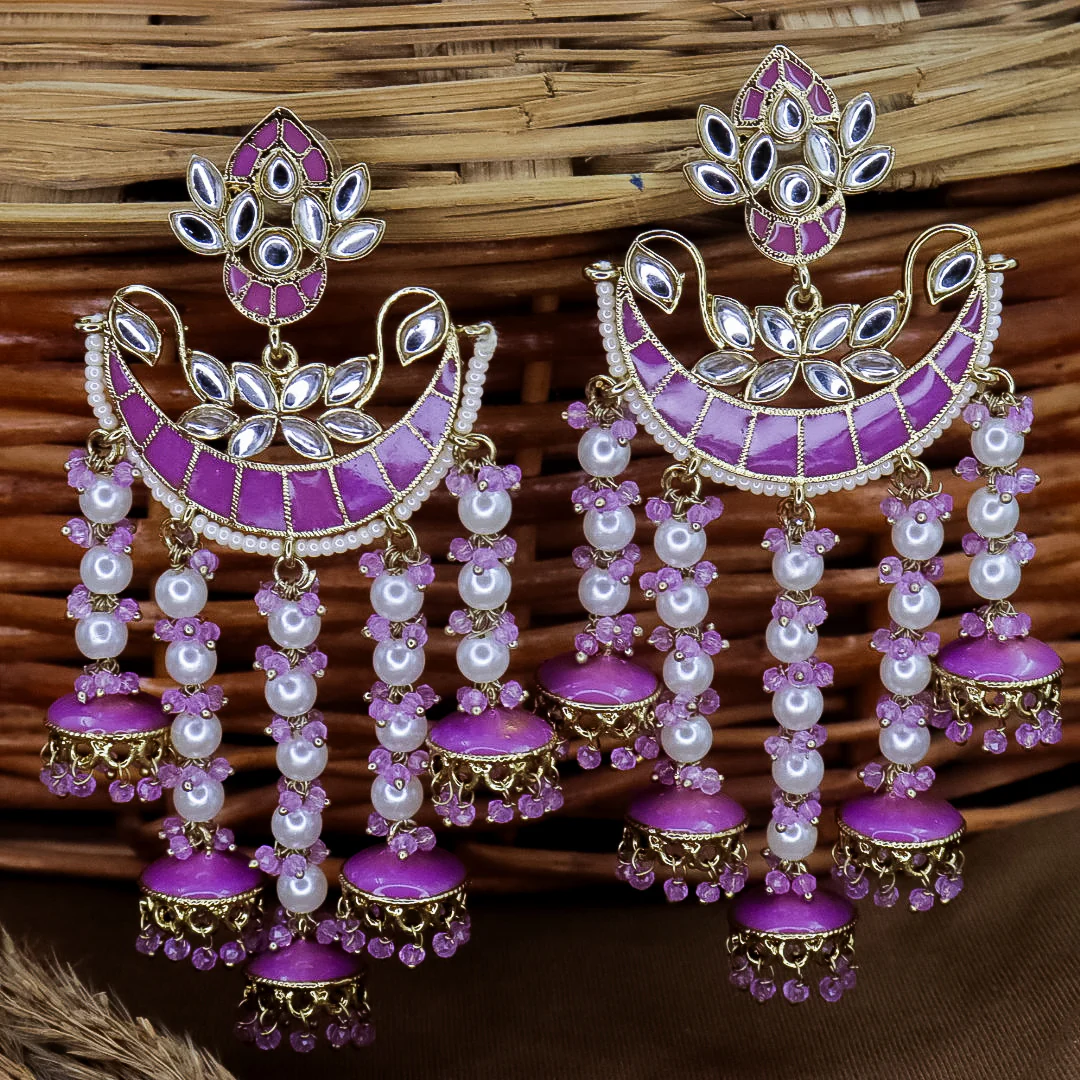 Neha Kundan Chandbali With Pearl Latkans - Image 2