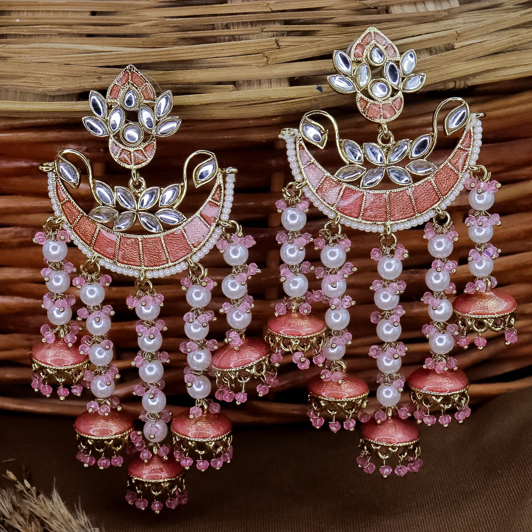 Neha Kundan Chandbali With Pearl Latkans - Image 4
