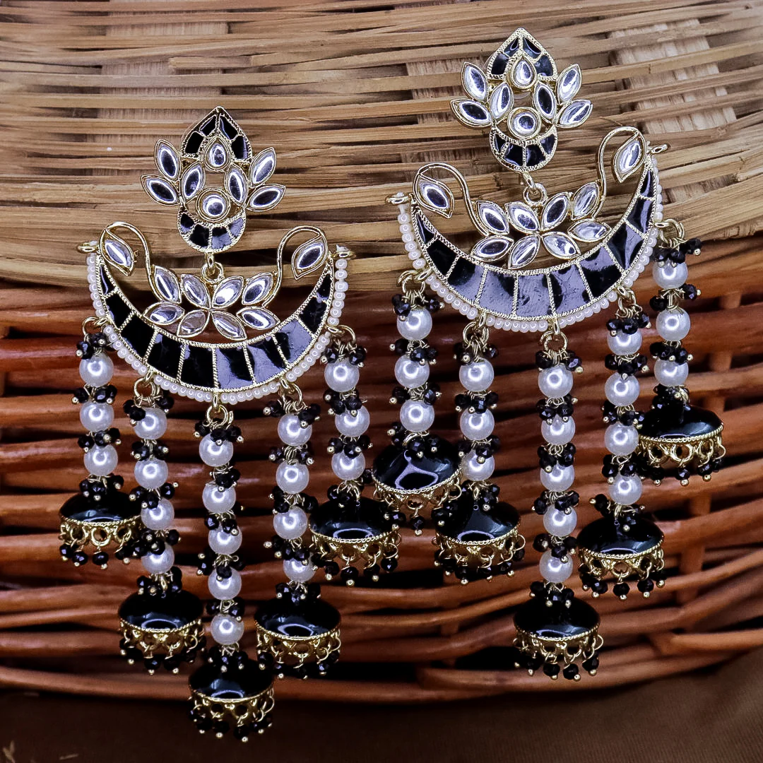 Neha Kundan Chandbali With Pearl Latkans - Image 5