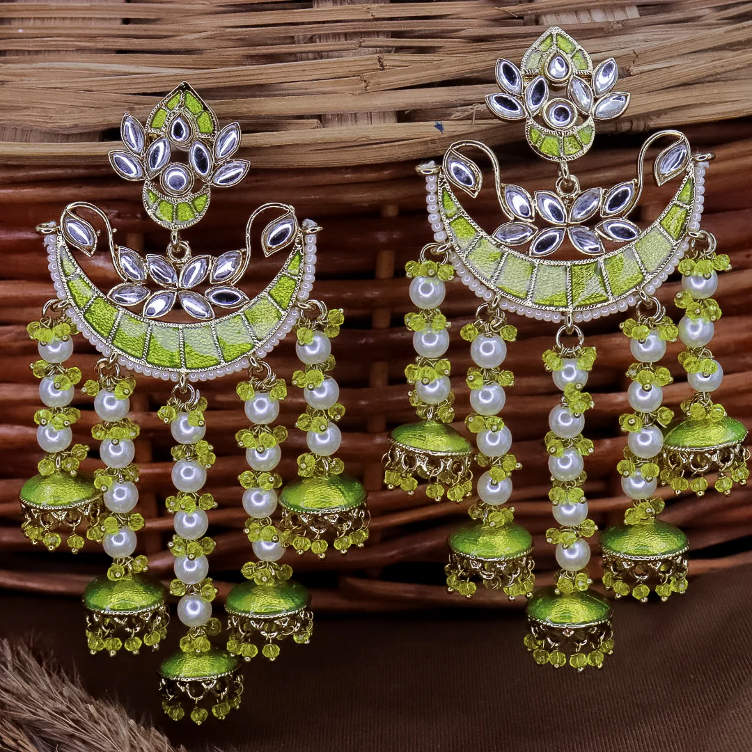 Neha Kundan Chandbali With Pearl Latkans - Image 7