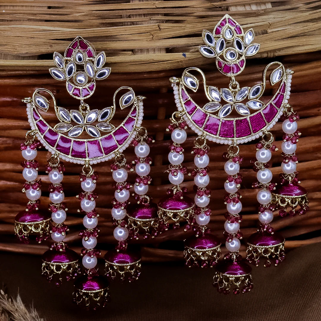 Neha Kundan Chandbali With Pearl Latkans - Image 9