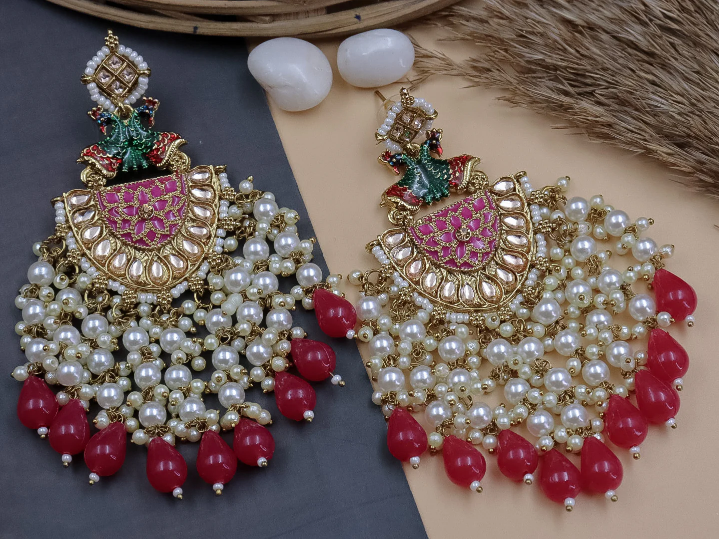 Peacock Pearl Latkan Earring - Image 3