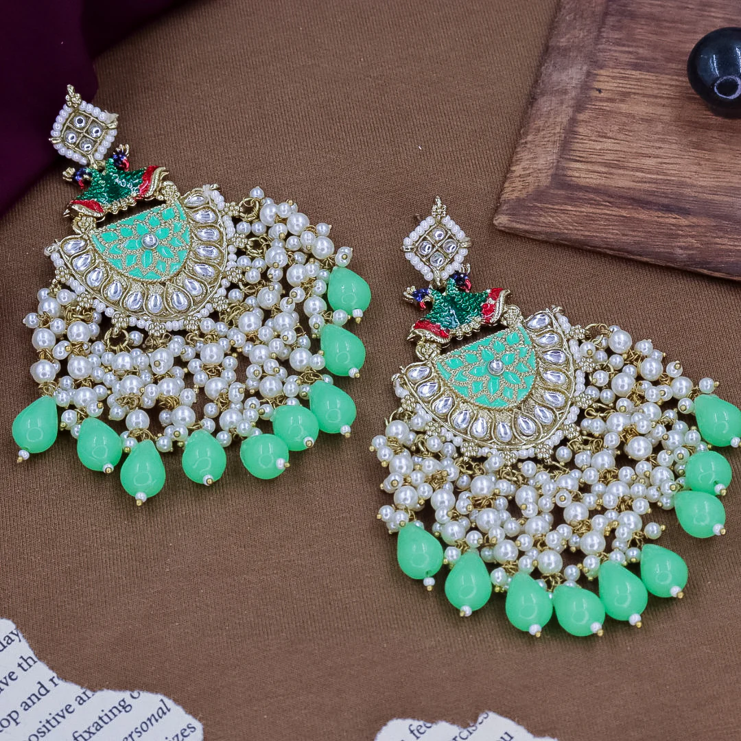 Peacock Pearl Latkan Earring - Image 4