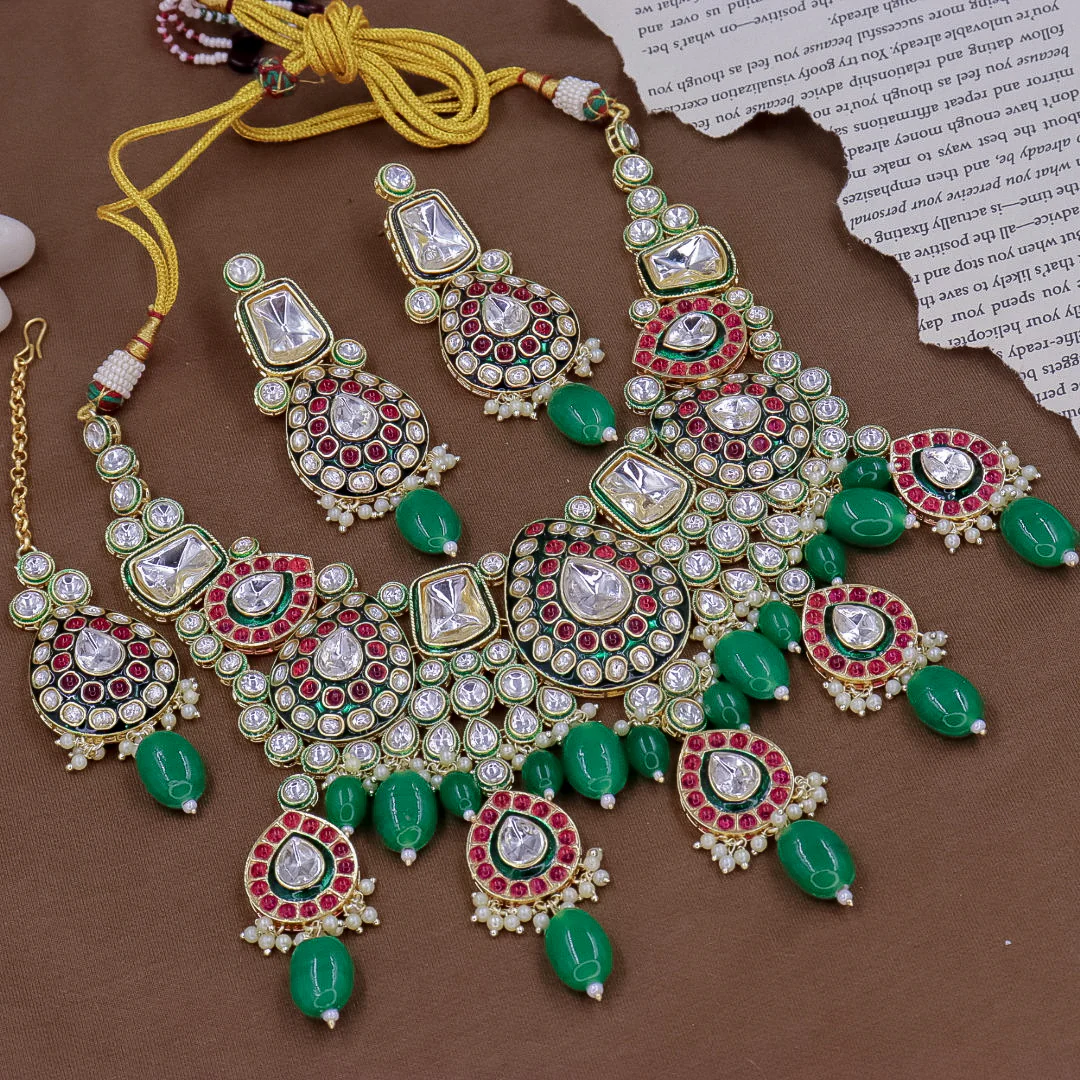 Premium Shaina Semi Bridal Polki Set