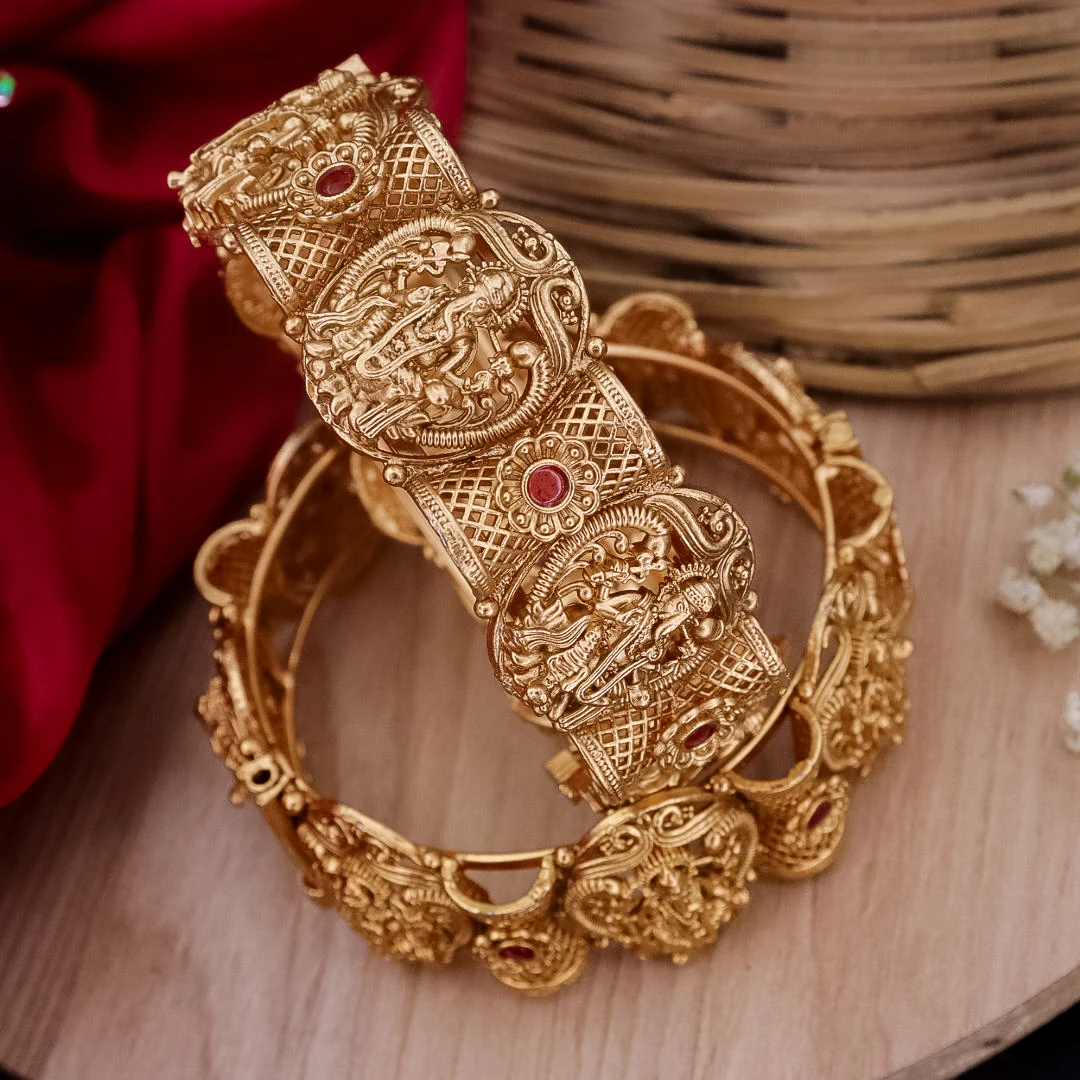 Ganesha Rajwadi Copper Bangles - Image 3