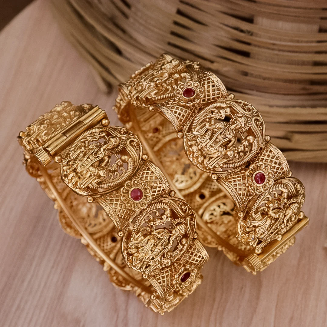 Ganesha Rajwadi Copper Bangles - Image 4