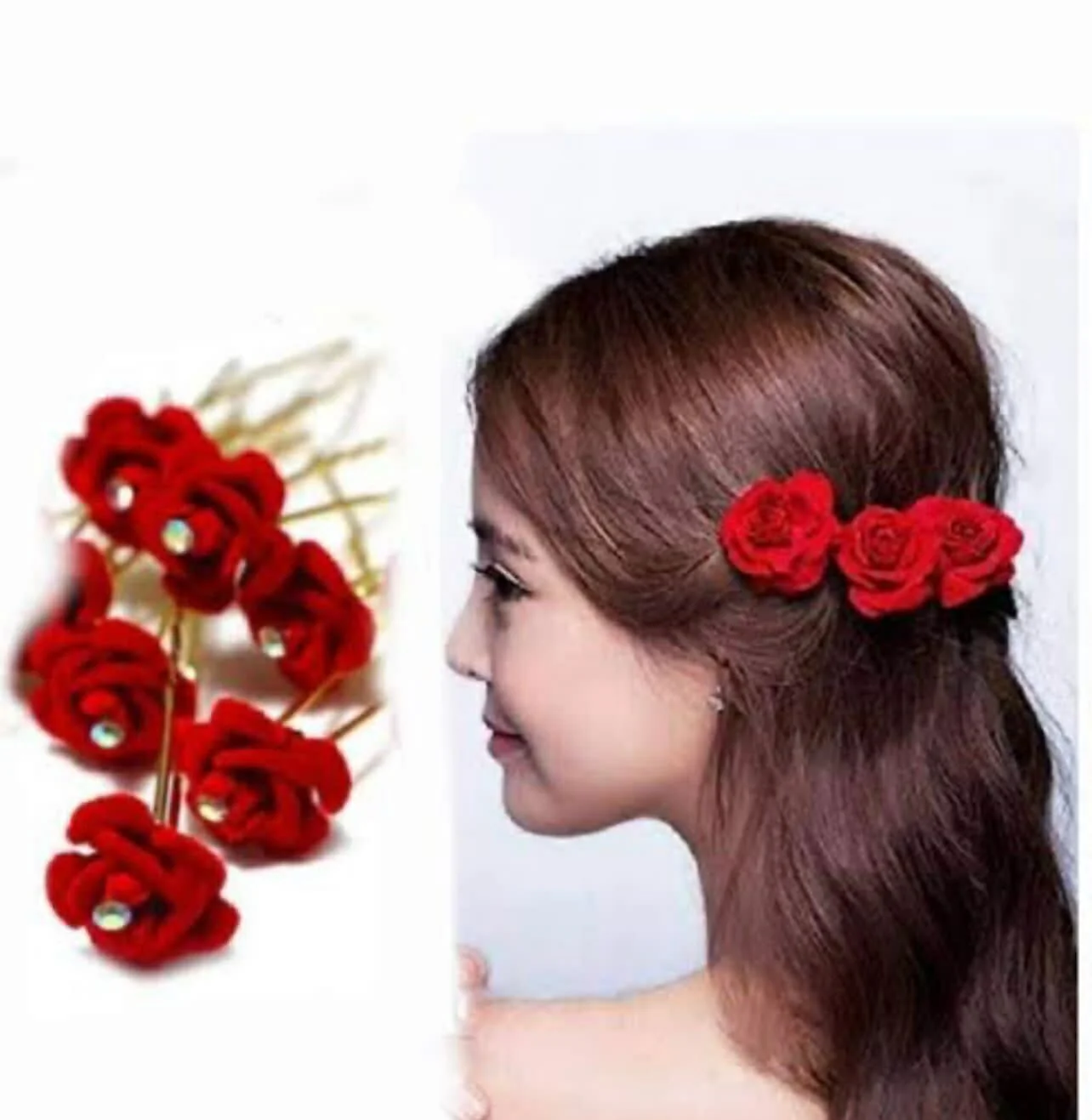 Red Rose Hair Pin (1 Pin) - Image 4