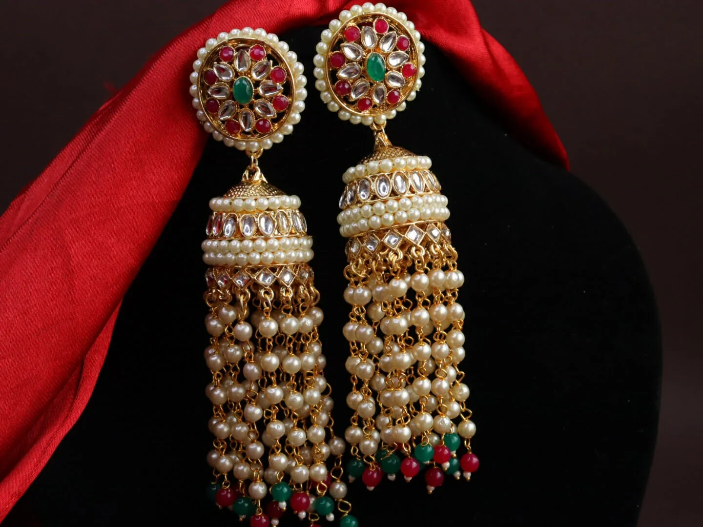 Roshan Jhumka With Pearl Latkan - Image 3