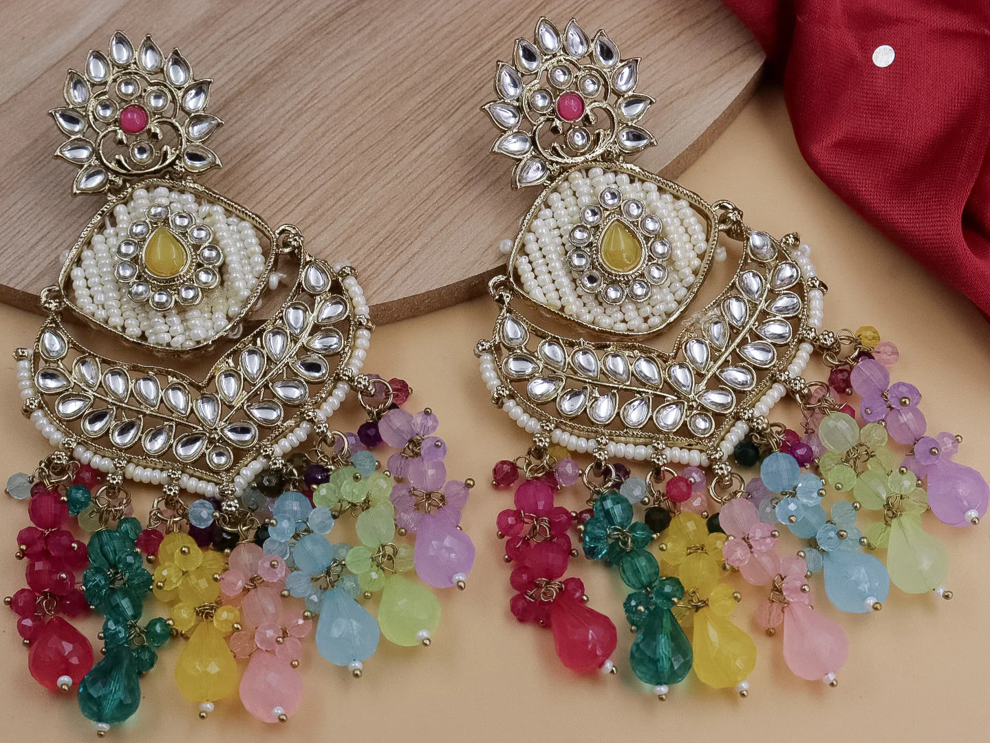 Saba Chandbali  With Crystal Latkans - Image 3