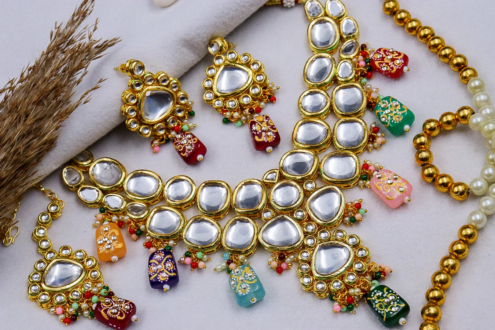 Salma Semi Bridal Kundan Choker Set - Image 2