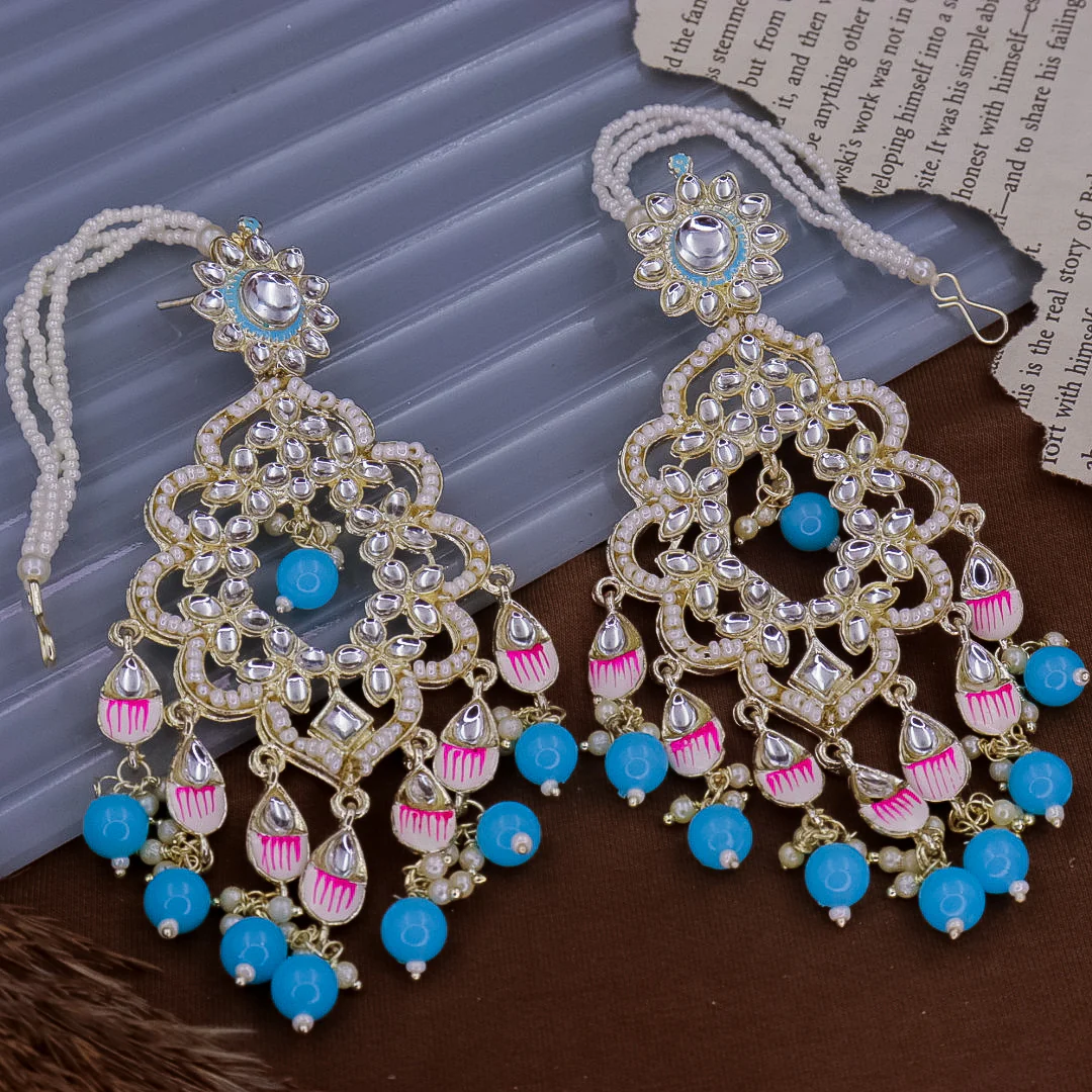 Suvarna Meenakari Chandbali with Kanchain - Image 10