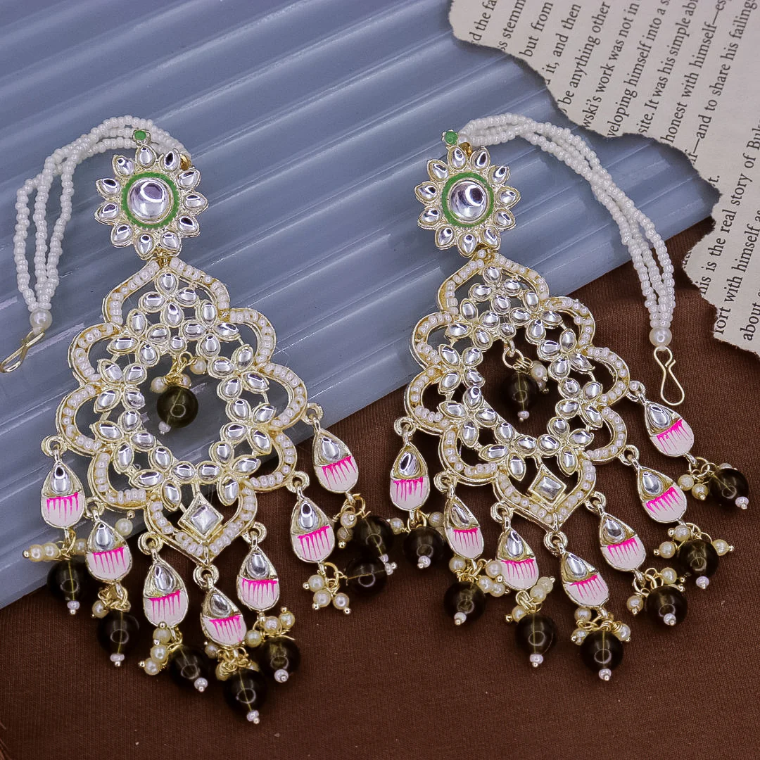 Suvarna Meenakari Chandbali with Kanchain - Image 11