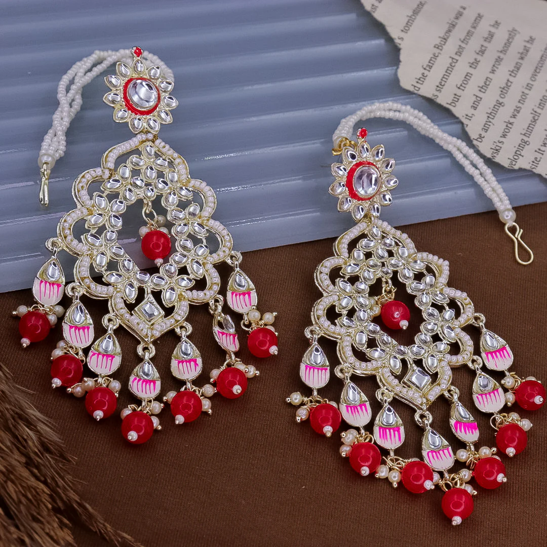 Suvarna Meenakari Chandbali with Kanchain - Image 2