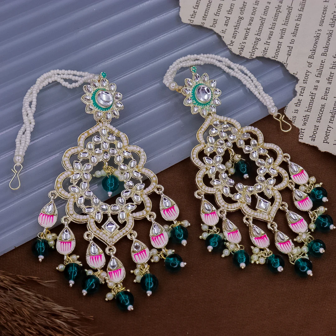 Suvarna Meenakari Chandbali with Kanchain - Image 3
