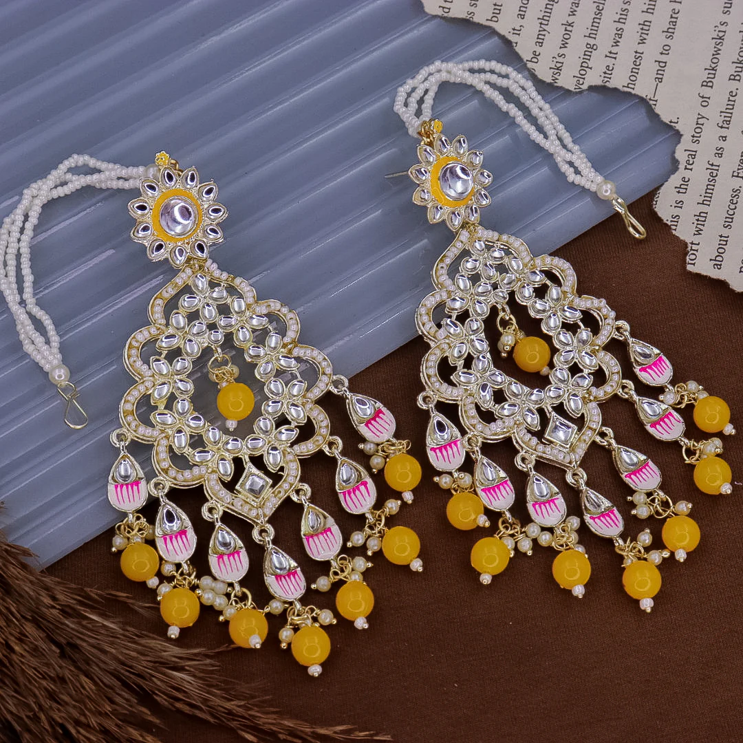 Suvarna Meenakari Chandbali with Kanchain - Image 5