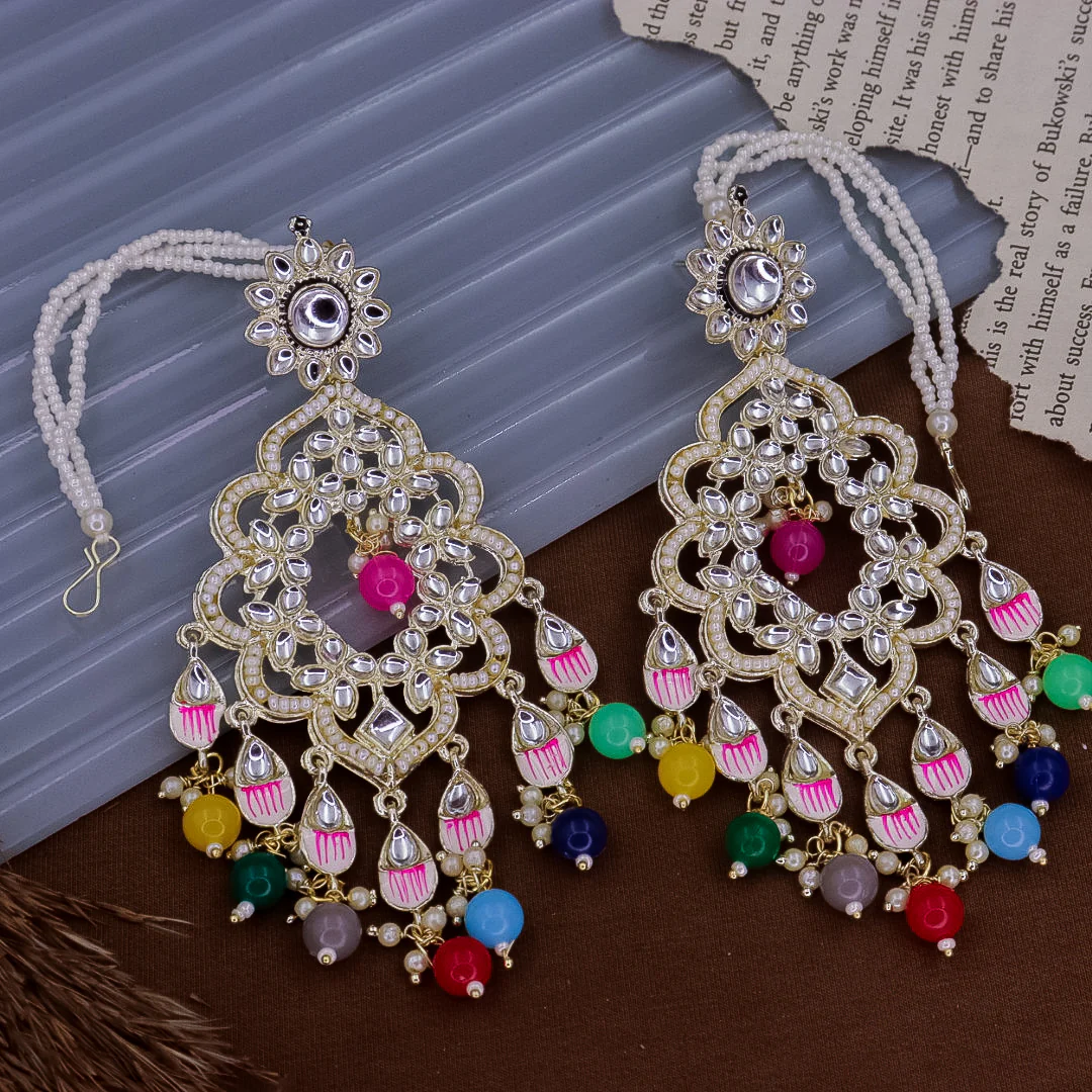 Suvarna Meenakari Chandbali with Kanchain - Image 6