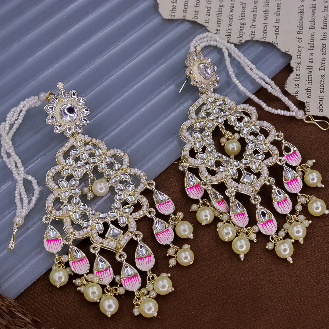 Suvarna Meenakari Chandbali with Kanchain - Image 9