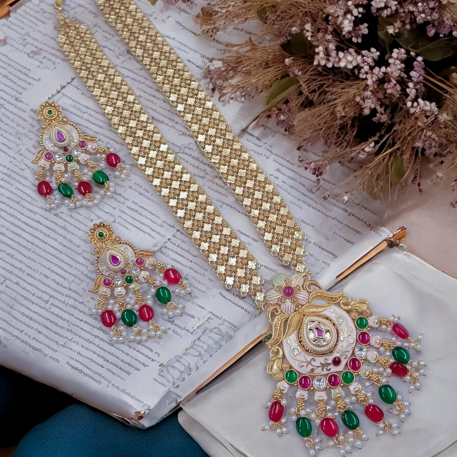 Tanuja Premium Brass Long Ethnic Necklace