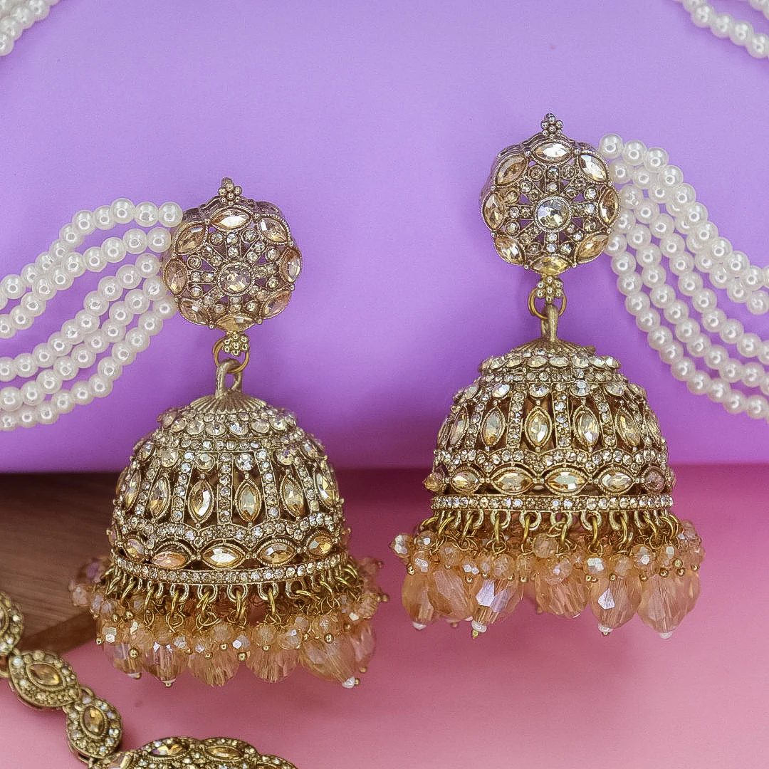 Viruna Reverse AD Jhumka With Kaanchain & Teeka - Image 2