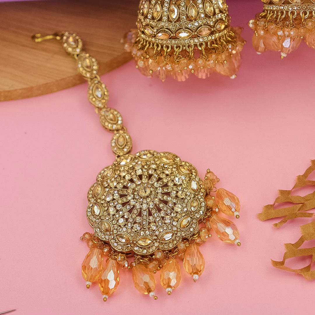 Viruna Reverse AD Jhumka With Kaanchain & Teeka - Image 3
