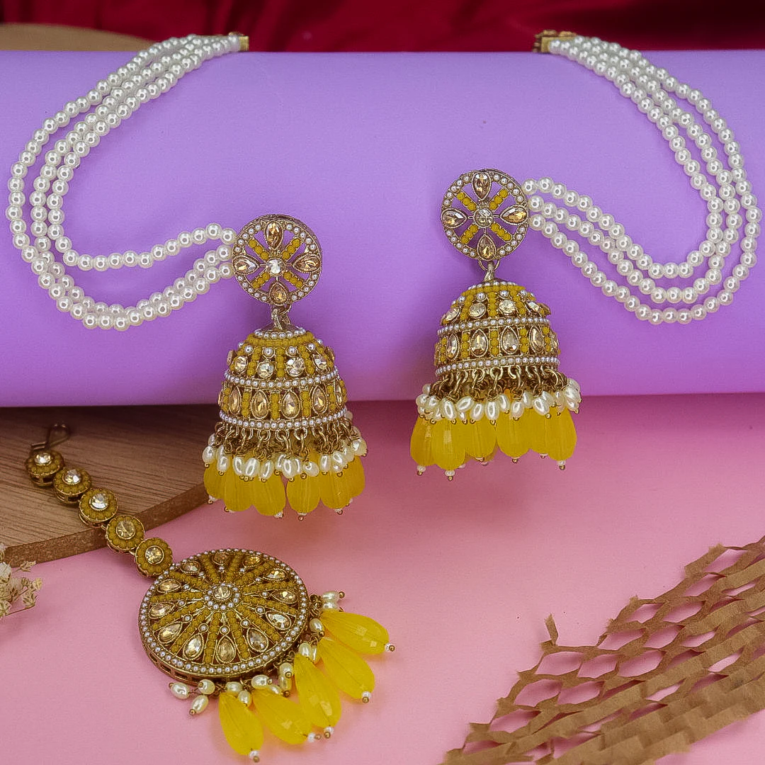 Yema Reverse AD Jhumka With Kaanchain & Teeka - Image 10