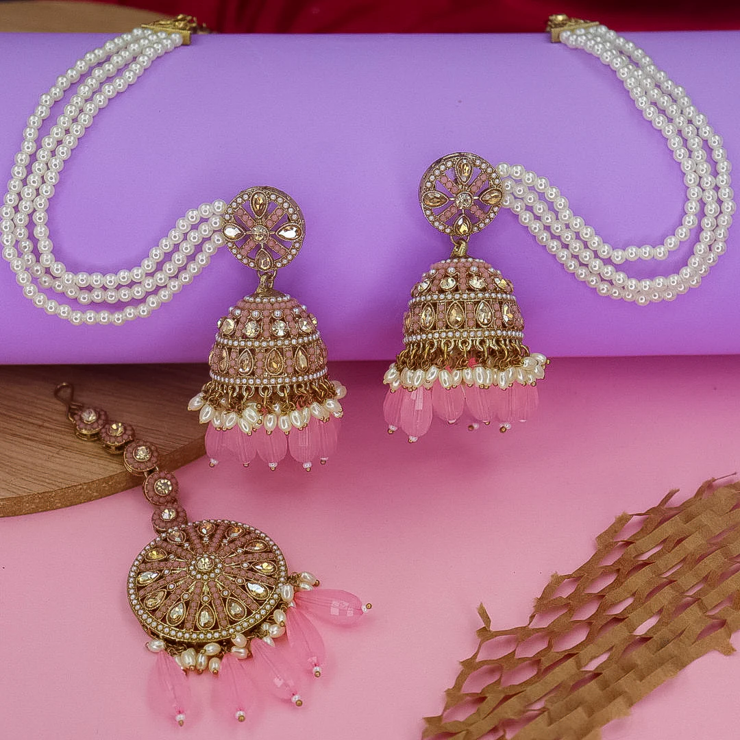 Yema Reverse AD Jhumka With Kaanchain & Teeka - Image 2
