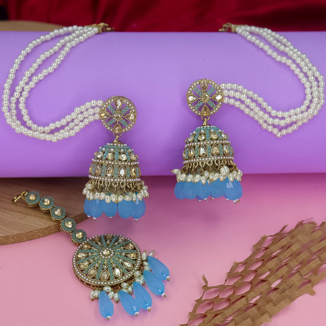 Yema Reverse AD Jhumka With Kaanchain & Teeka - Image 4