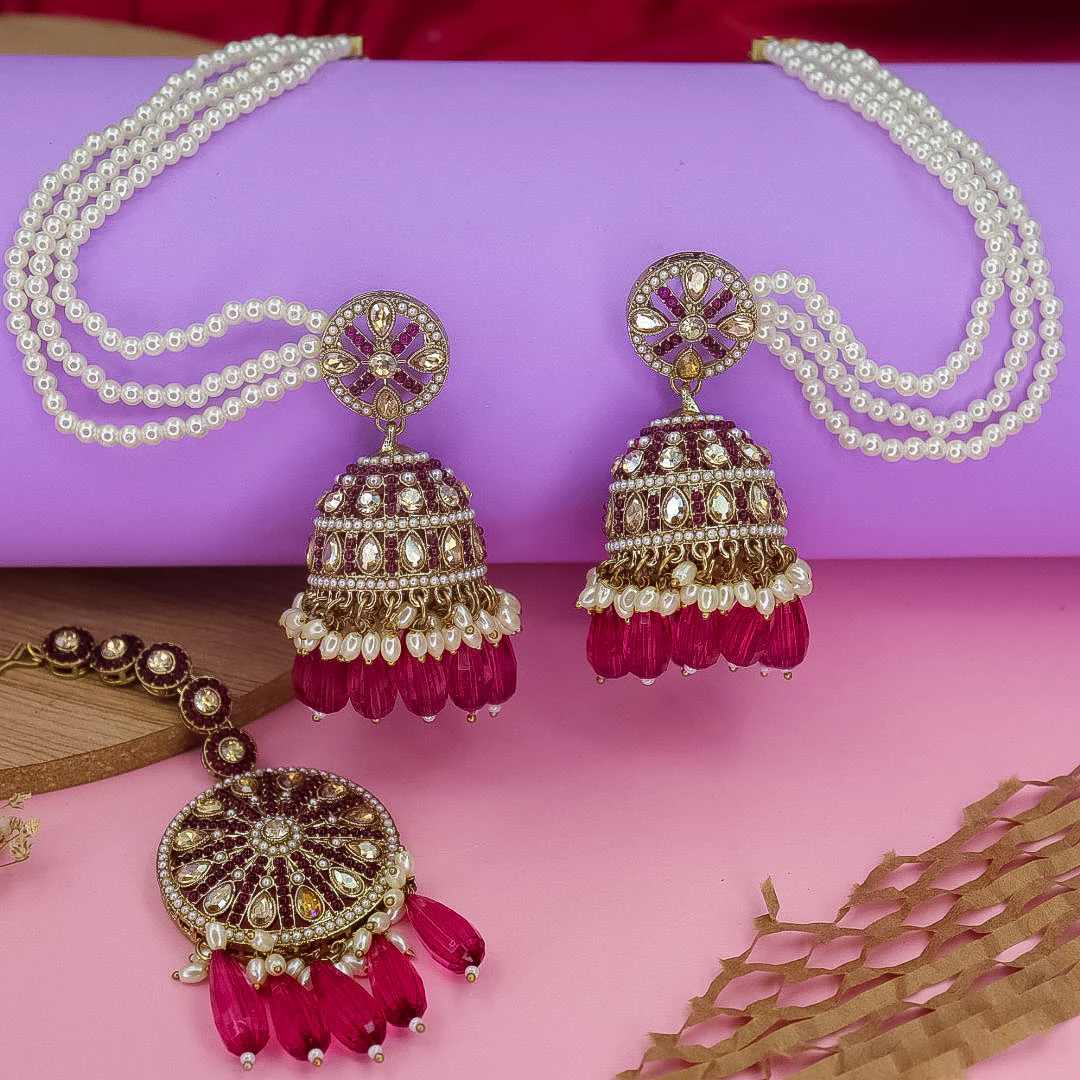 Yema Reverse AD Jhumka With Kaanchain & Teeka - Image 9